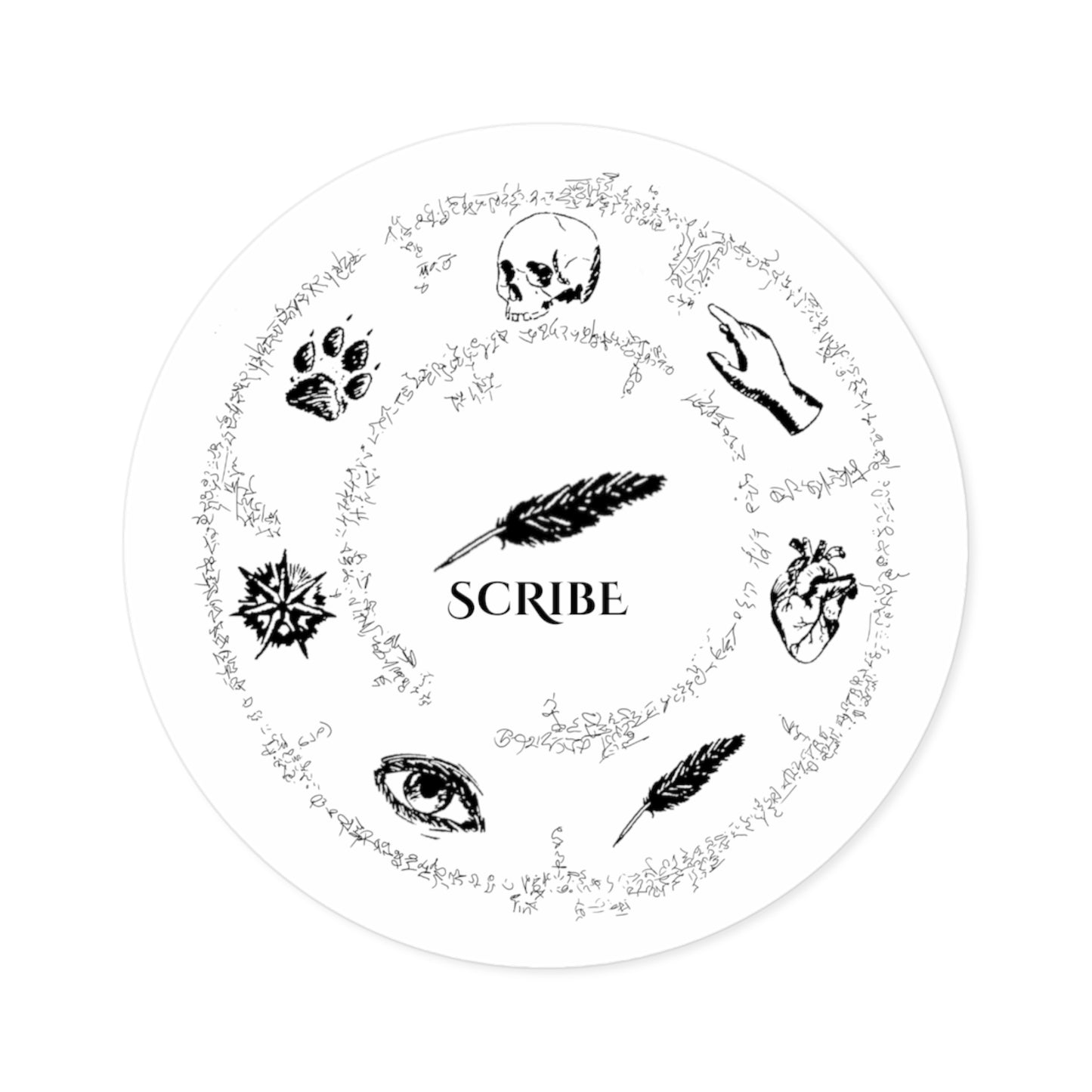 Scribe Circle of Seven Round Stickers, Indoor\Outdoor