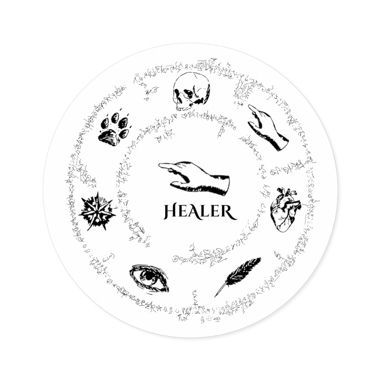 Healer Circle of Seven Round Stickers, Indoor\Outdoor